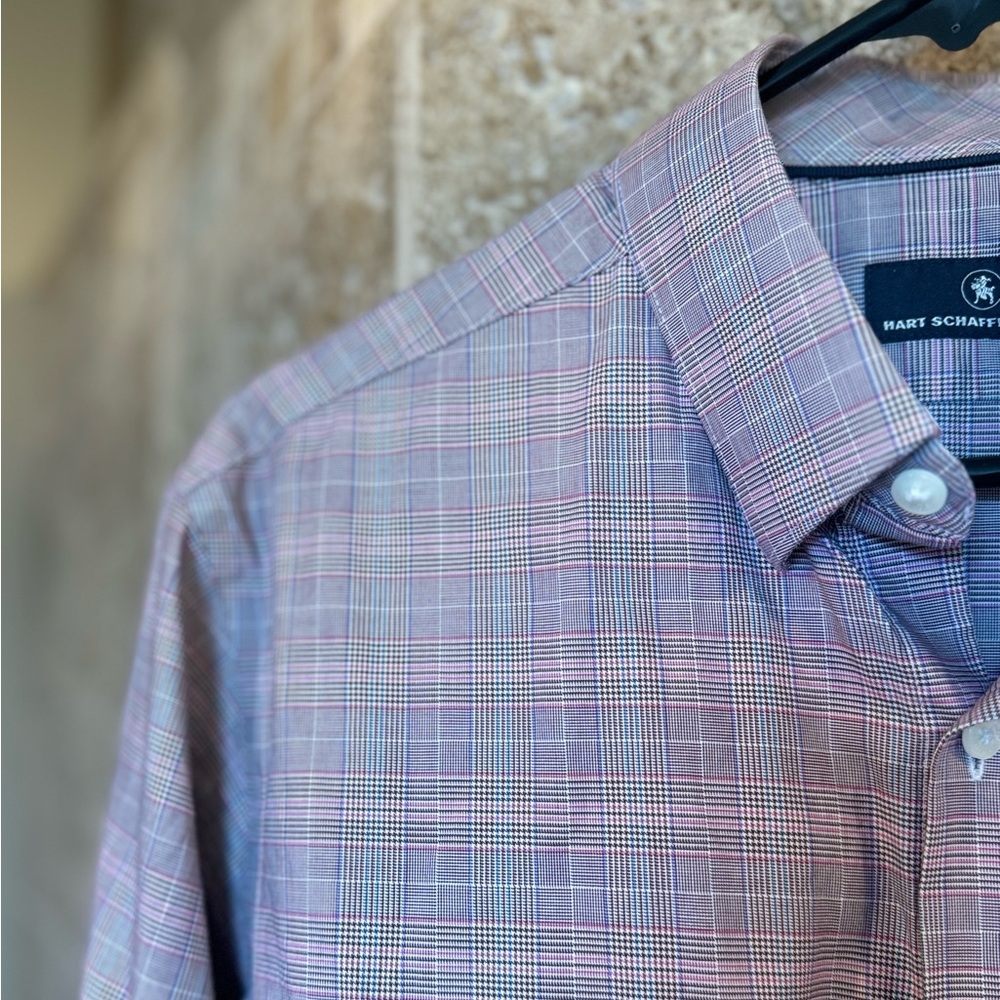 Hart Schaffner Marx plaid li g sleeve button down size large
